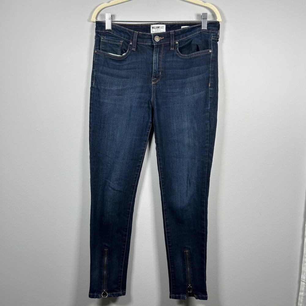 William Rast Perfect Ankle Skinny Jeans Women's 28 Blue Dark Wash Zip Grunge